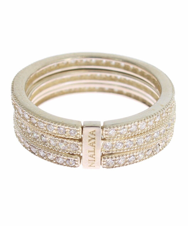 Nialaya Silver Womens Clear CZ 925 Sterling Ring