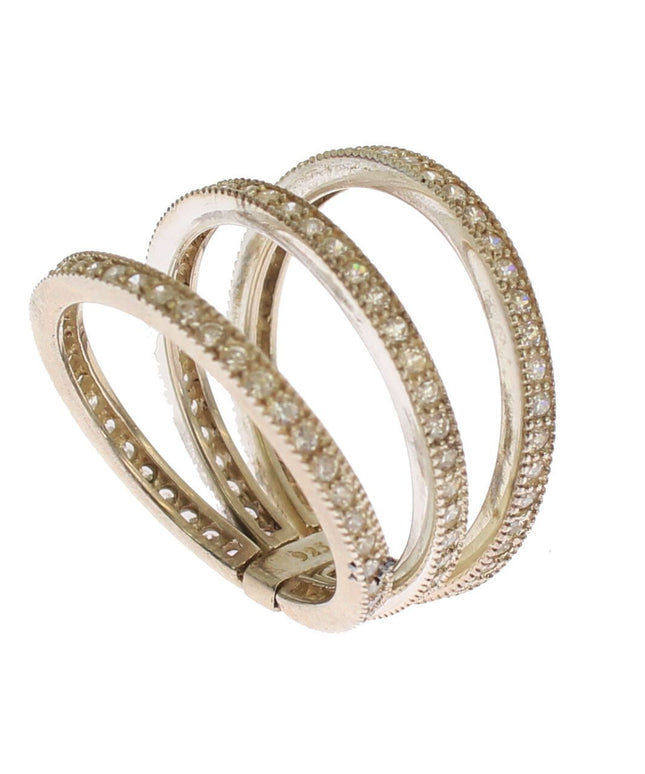 Nialaya Silver Womens Clear CZ 925 Sterling Ring