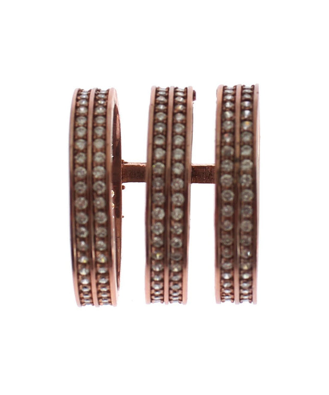 Nialaya Gold 925 Silver Clear CZ Pink Ring