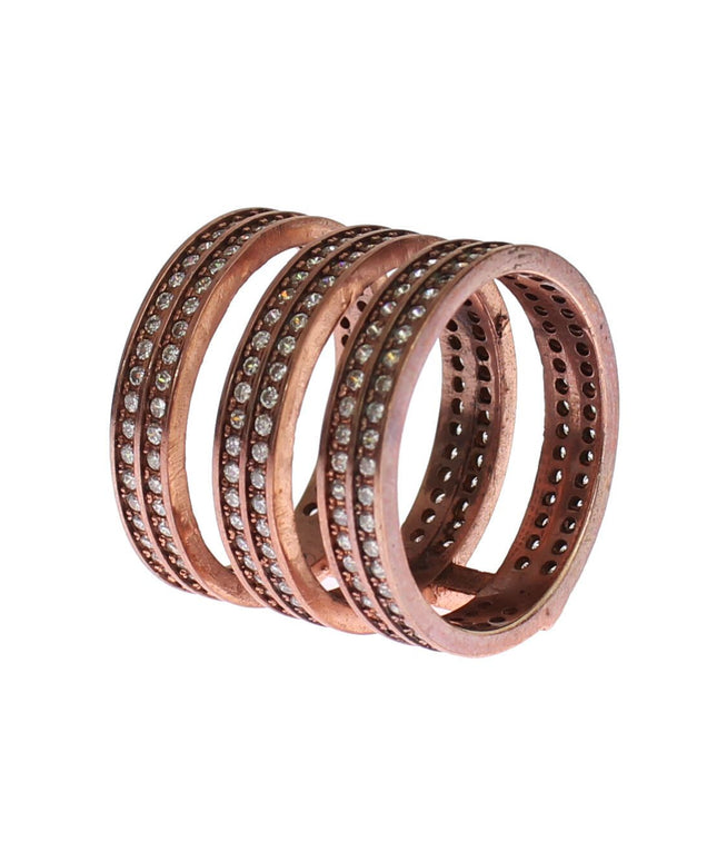 Nialaya Gold 925 Silver Clear CZ Pink Ring