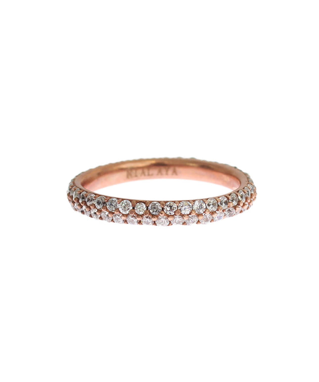 Nialaya Pink Gold 925 Silver Clear CZ Ring