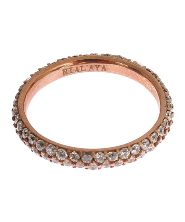 Nialaya Pink Gold 925 Silver Clear CZ Ring