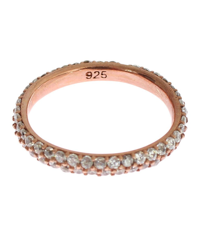 Nialaya Pink Gold 925 Silver Clear CZ Ring