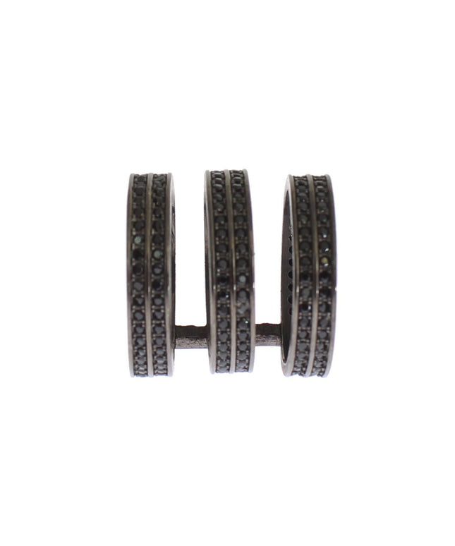 Nialaya Black CZ Rhodium 925 Silver Ring