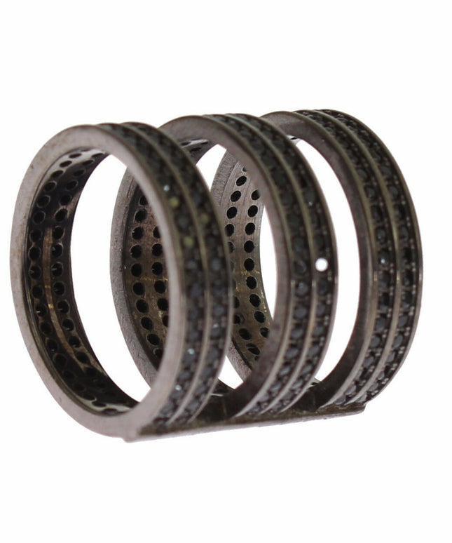 Nialaya Black CZ Rhodium 925 Silver Ring
