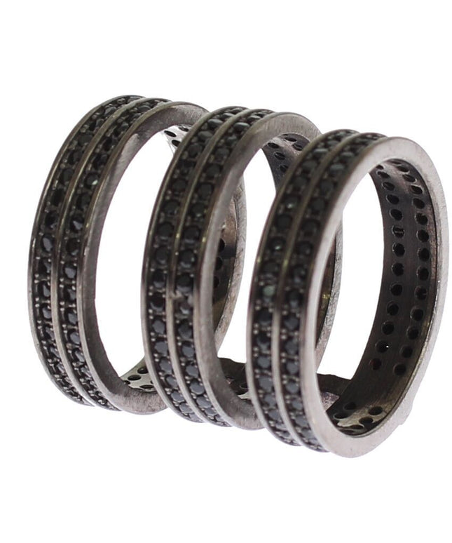 Nialaya Black CZ Rhodium 925 Silver Ring