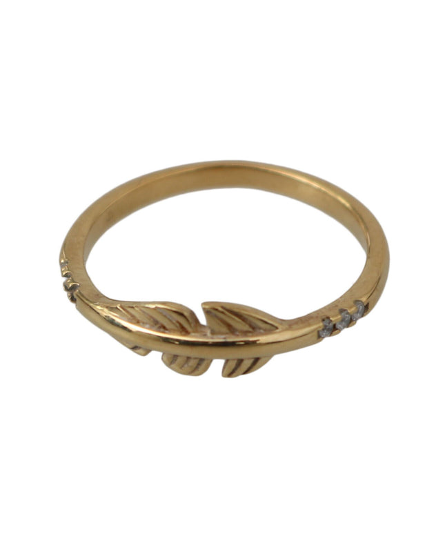 Nialaya Gold Feather Clear CZ 925 Silver Women