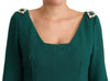 Dolce & Gabbana Green Stretch Crepe Crystal Midi Dress