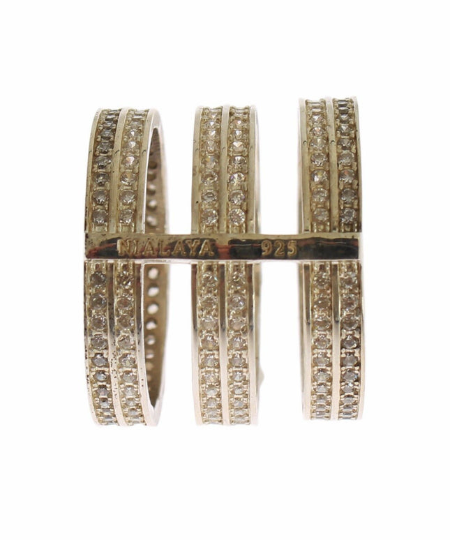 Nialaya Authentic Womens Clear CZ 925 Sterling Silver Ring