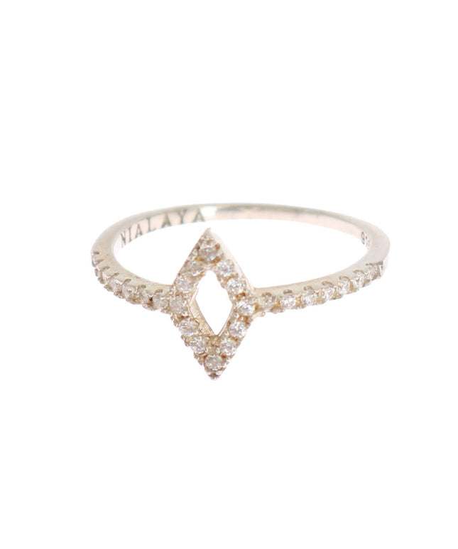 Nialaya Silver Rhombus Womens Clear CZ 925 Silver Ring