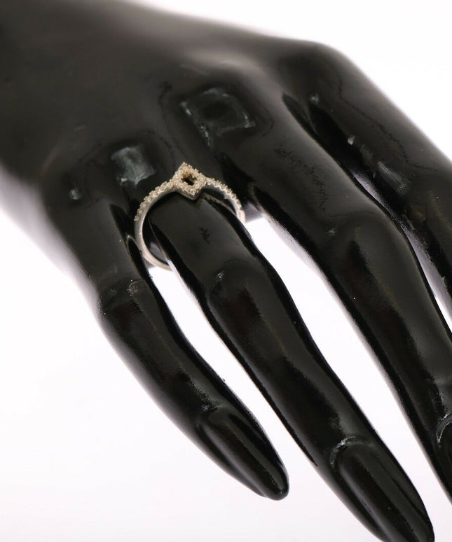 Nialaya Silver Rhombus Womens Clear CZ 925 Silver Ring