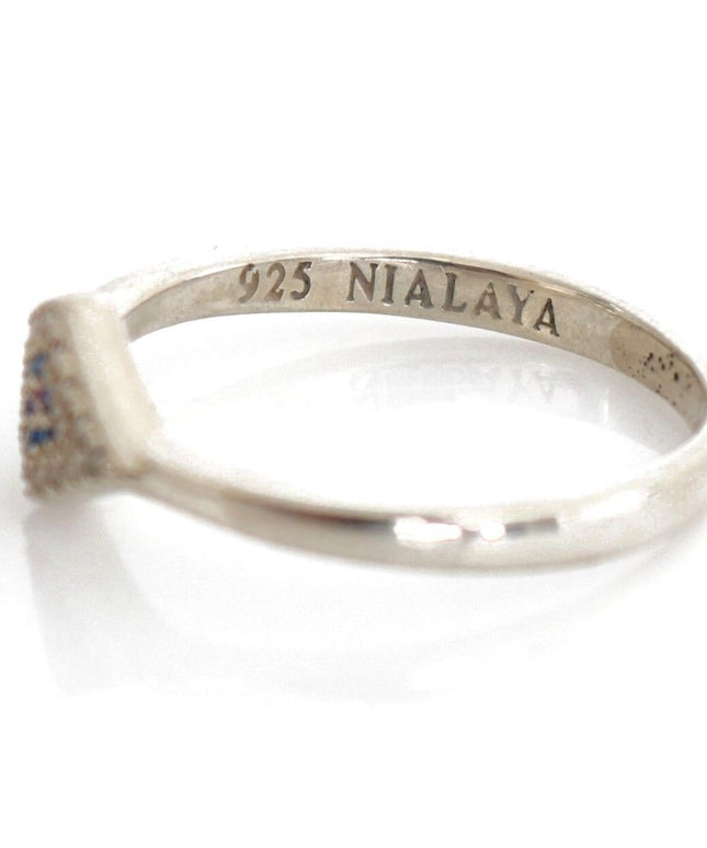 Nialaya Blue Red CZ 925 Silver Womens Clear Ring