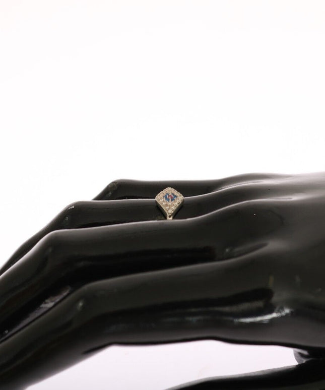 Nialaya Blue Red CZ 925 Silver Womens Clear Ring