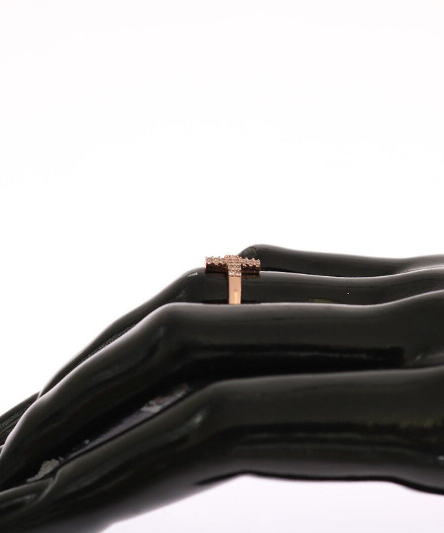 Nialaya Pink Gold 925 Silver Womens Cross CZ Ring