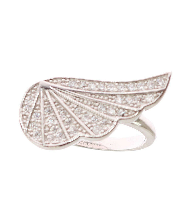 Nialaya Silver Womens Wing Clear CZ 925 Silver Ring