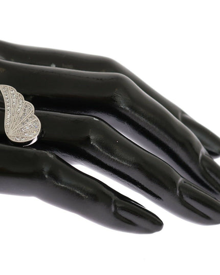 Nialaya Silver Womens Wing Clear CZ 925 Silver Ring