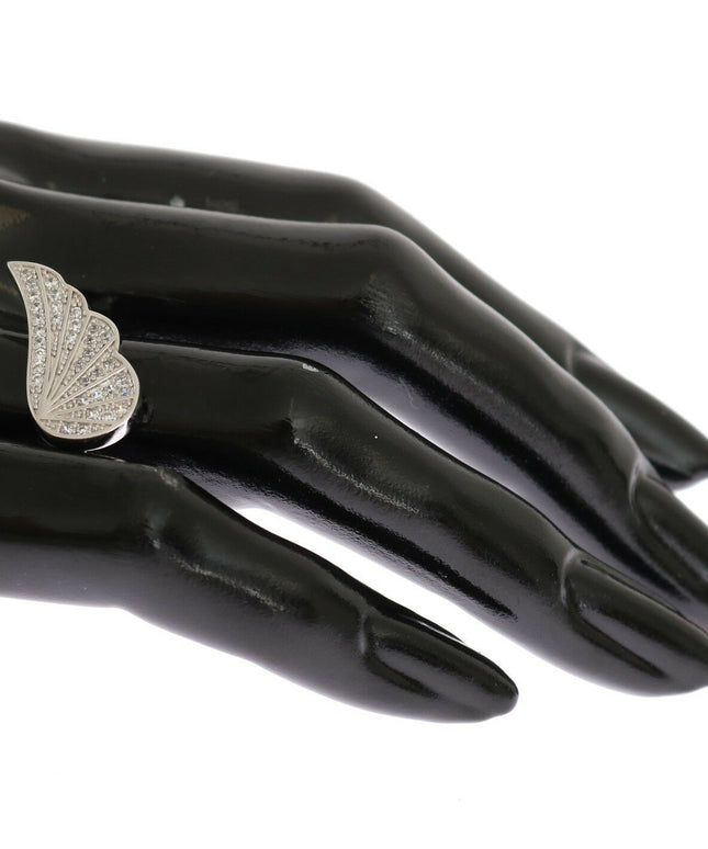 Nialaya Silver Womens Wing Clear CZ 925 Silver Ring