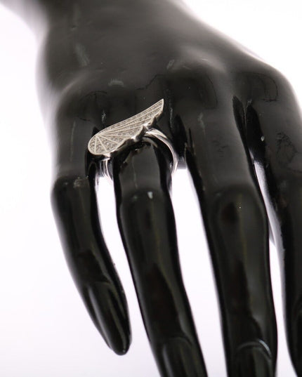 Nialaya Silver Womens Wing Clear CZ 925 Silver Ring