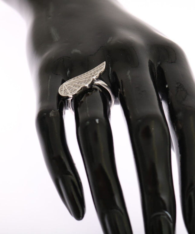 Nialaya Silver Womens Wing Clear CZ 925 Silver Ring