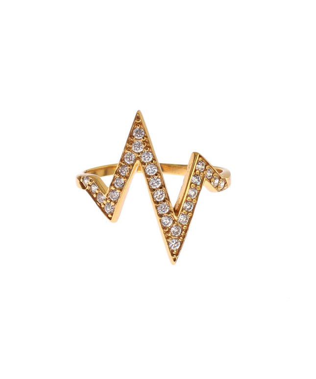 Nialaya Gold 925 Silver Womens Clear CZ 18K Ring