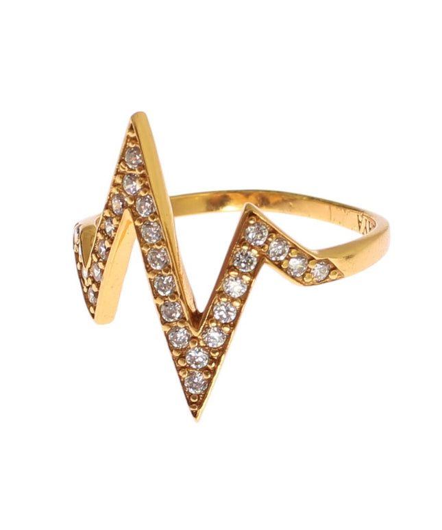 Nialaya Gold 925 Silver Womens Clear CZ 18K Ring
