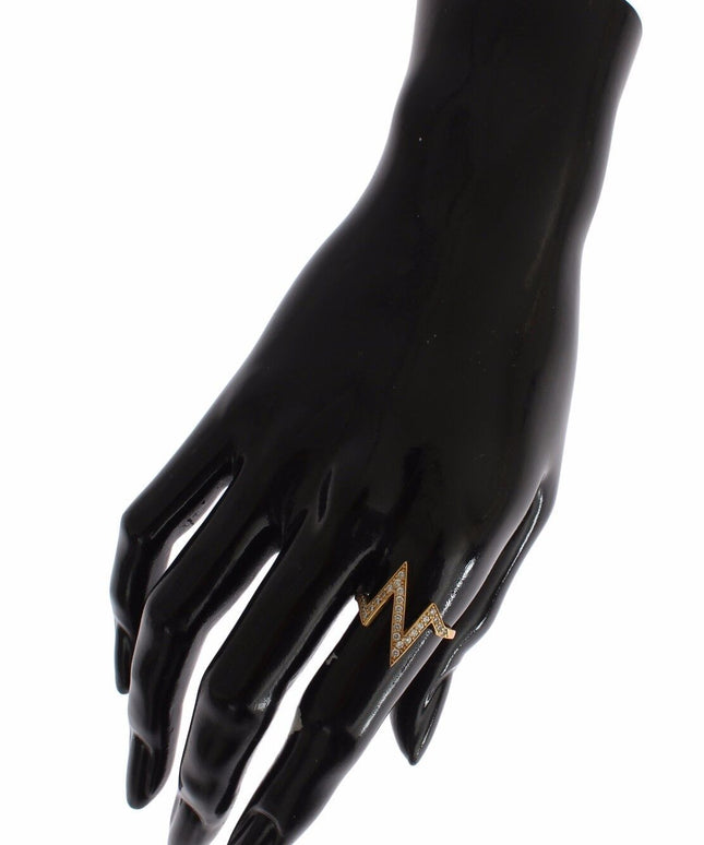 Nialaya Gold 925 Silver Womens Clear CZ 18K Ring