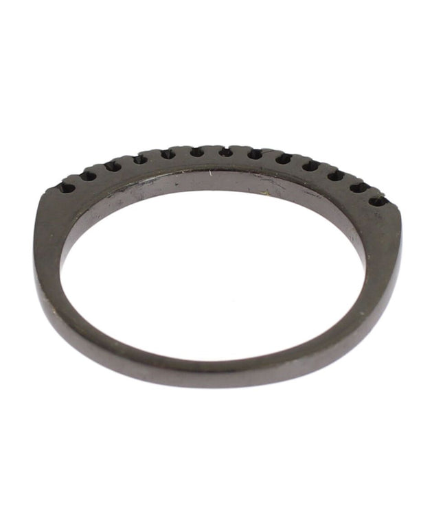 Nialaya Black CZ Rhodium 925 Silver Womens Ring