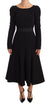 Dolce & Gabbana Black Wool Stretch Sheath Open Back Dress