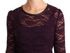 Dolce & Gabbana Purple Lace Long Sleeve Top Blouse