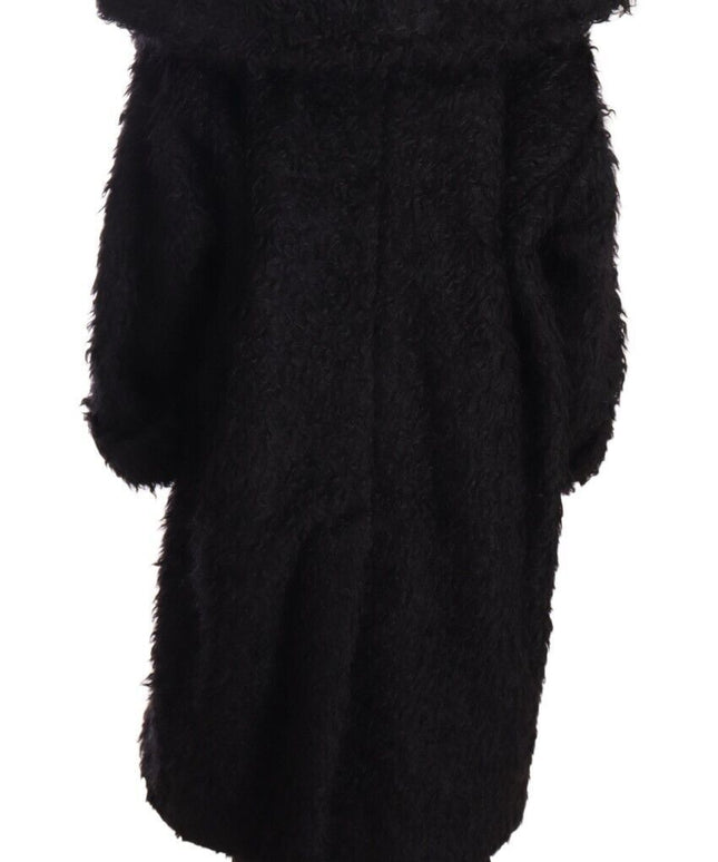 Dolce & Gabbana Black Mohair Fur Cape Trench Coat Jacket