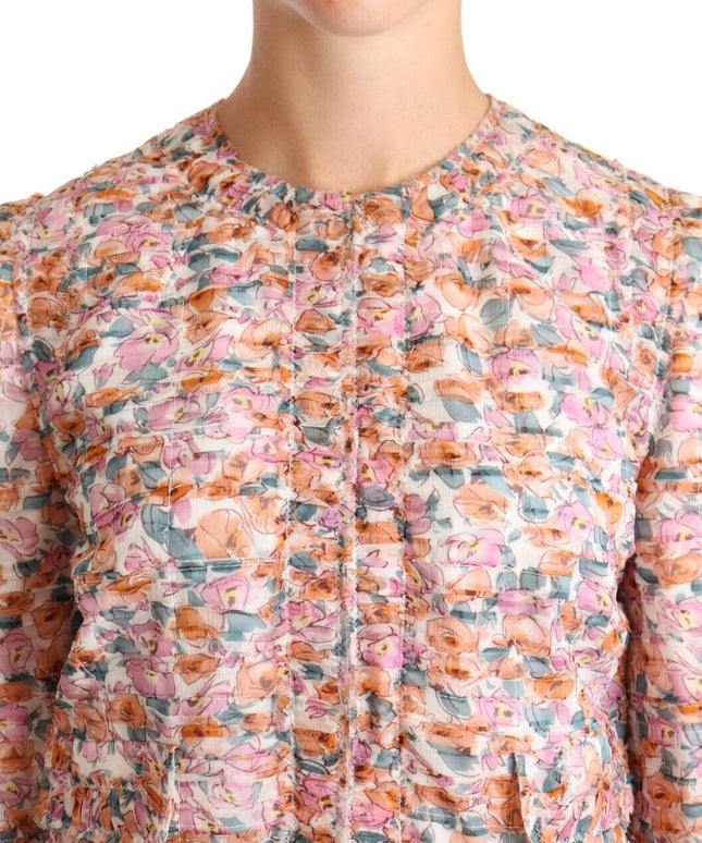 Dolce & Gabbana Multicolor Floral Print Silk Trench Coat Jacket