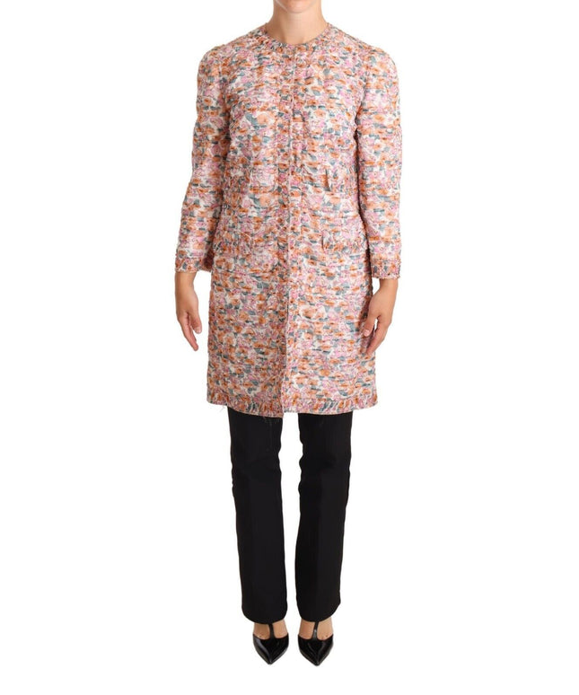 Dolce & Gabbana Multicolor Floral Print Silk Trench Coat Jacket