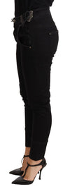 Ermanno Scervino Black Low Waist Skinny Slim Trouser CottonJeans