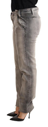 Ermanno Scervino Gray Washed Low Waist Skinny Trouser Cotton Jeans