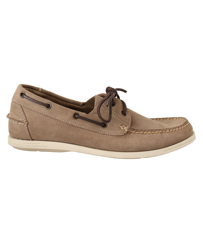 Pollini Beige Suede Low Top Mocassin Loafers Casual Men Shoes