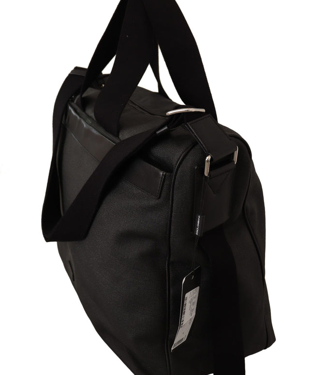 Dolce & Gabbana Black Denim Leather Shoulder Strap Messenger Bag