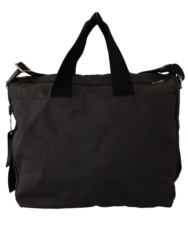 Dolce & Gabbana Black Denim Leather Shoulder Strap Messenger Bag