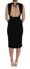 Dolce & Gabbana Black Stretch Crystal Sheath Gown Dress