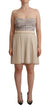 Guess Beige Checkered Pleated A-line Strapless Bustier Dress