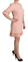 Dolce & Gabbana Pink Ruffled Sleeves Viscose Sheath Dress