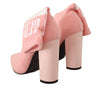 GCDS Pink Suede Logo Socks Block Heel Ankle Boots Shoes