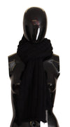 Dolce & Gabbana Black Virgin Wool Knitted Unisex Warmer Shawl Scarf