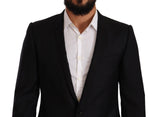 Dolce & Gabbana Black Wool Single Breasted Suit GOLD Jacket