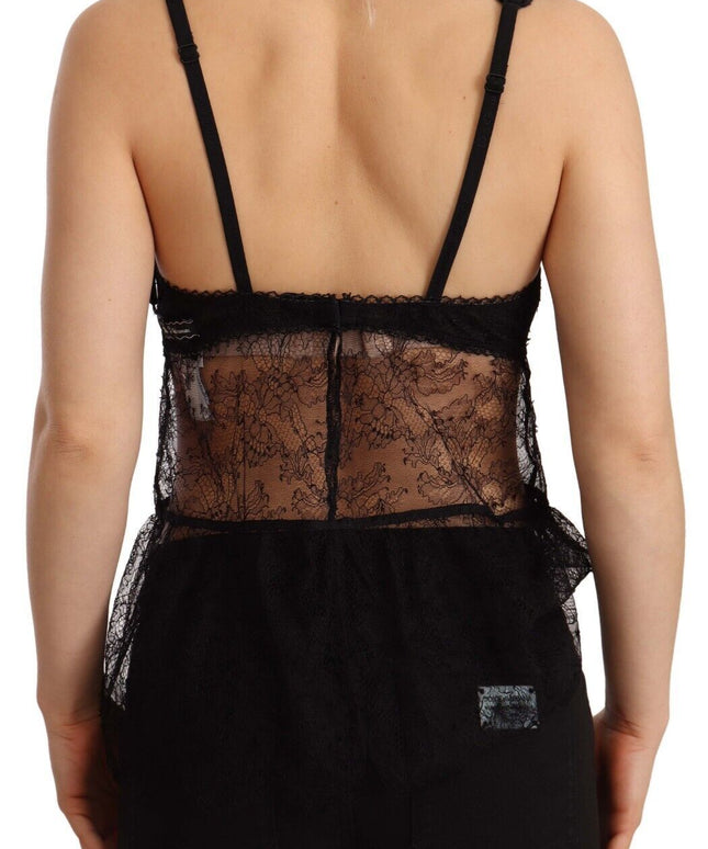 Dolce & Gabbana Black Silk Lace Babydoll Nylon Lingerie Top