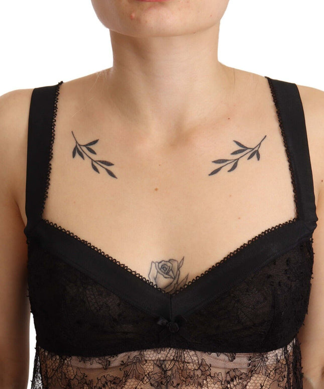 Dolce & Gabbana Black Silk Lace Babydoll Nylon Lingerie Top