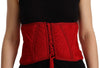 Dolce & Gabbana Red Corset Belt Stretch Waist Strap Silk Top