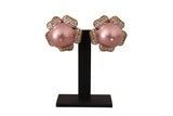 Dolce & Gabbana Gold Tone Maxi Faux Pearl Floral Clip-on Jewelry Earrings