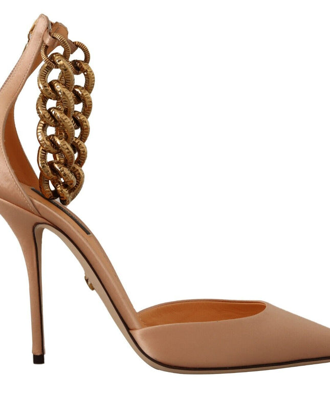 Dolce & Gabbana Beige Ankle Chain Strap High Heels Pumps Shoes