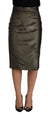 GF Ferre Metallic Gray High Waist Pencil Midi Skirt