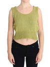 PINK MEMORIES Green Cotton Blend Knitted Sleeveless Sweater